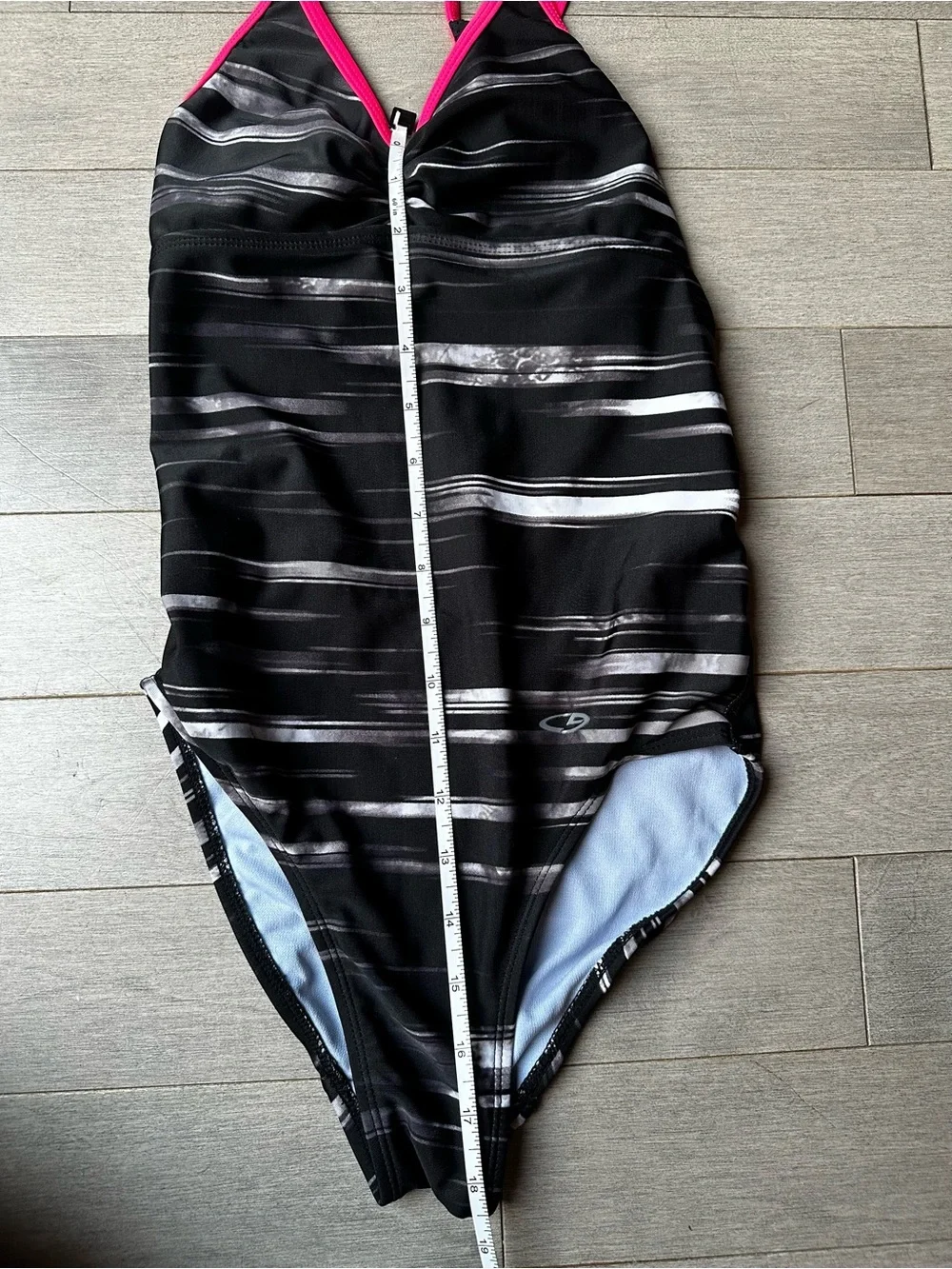 Girls Juniors Champion Black Static Pink Summer One Piece Bathing Suit Pool SM
